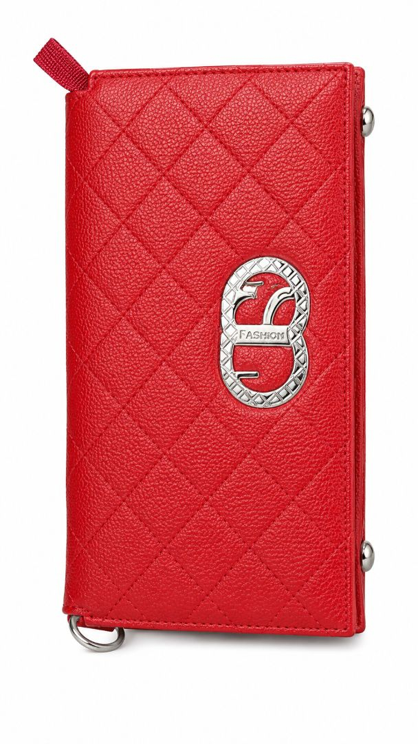 Quilted Faux Leather Crossbody Bag Crimson Red